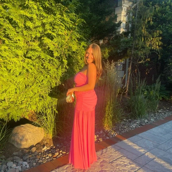 AVAILABLE! Retrofete Adele Elegant Pink Strapless Dress Gown size M *hemmed - Picture 2 of 3